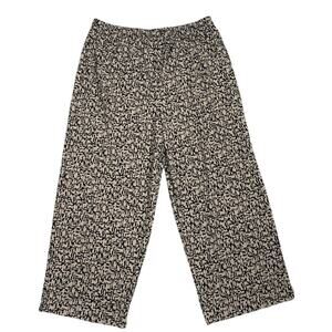 Chicos Wide Leg Flowy Pull On Boho Black Tan Geometric Casual Ankle Pants Size 3